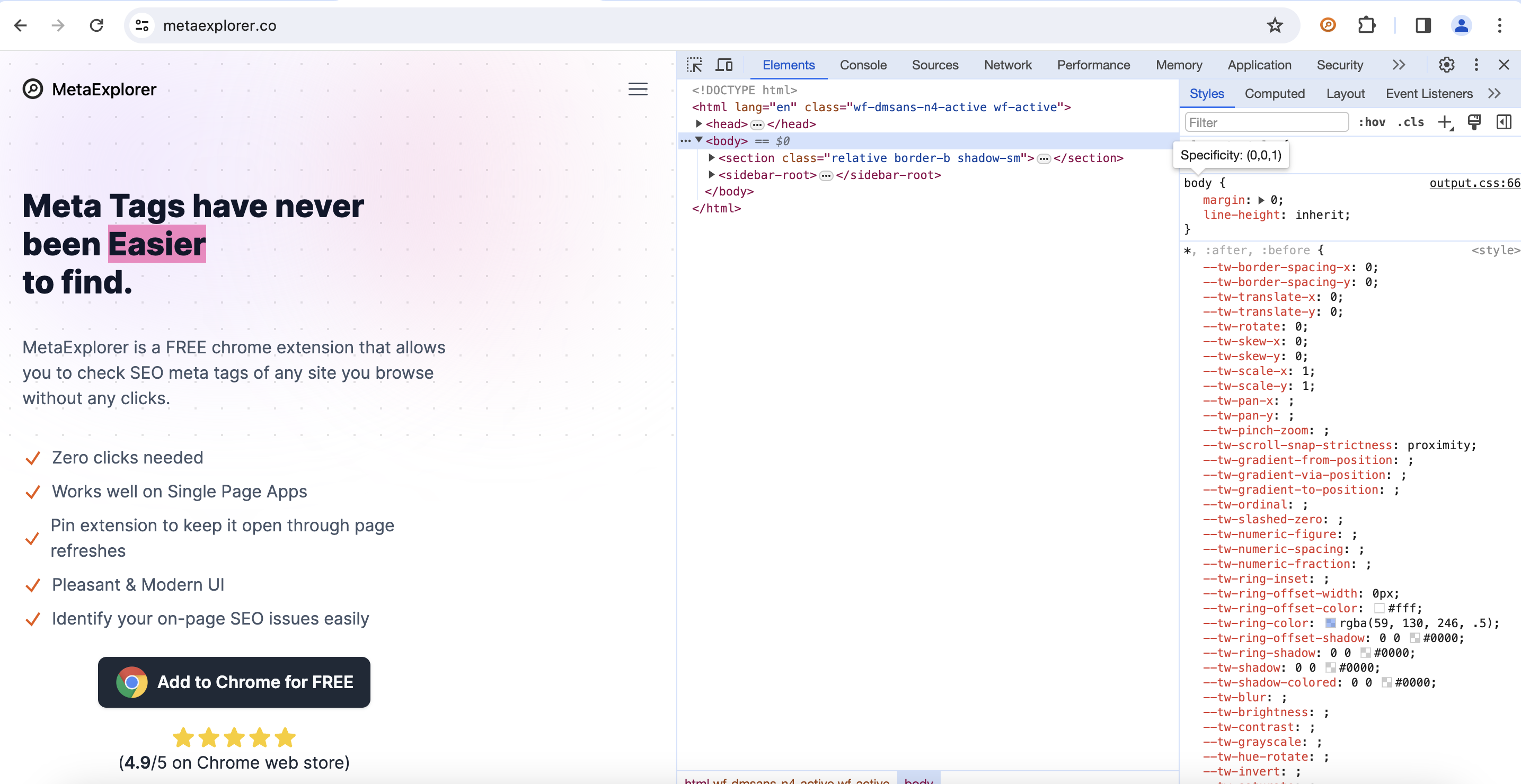 Chrome developer tools