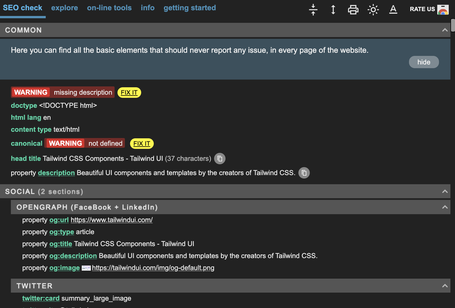 META SEO Inspector Chrome extension